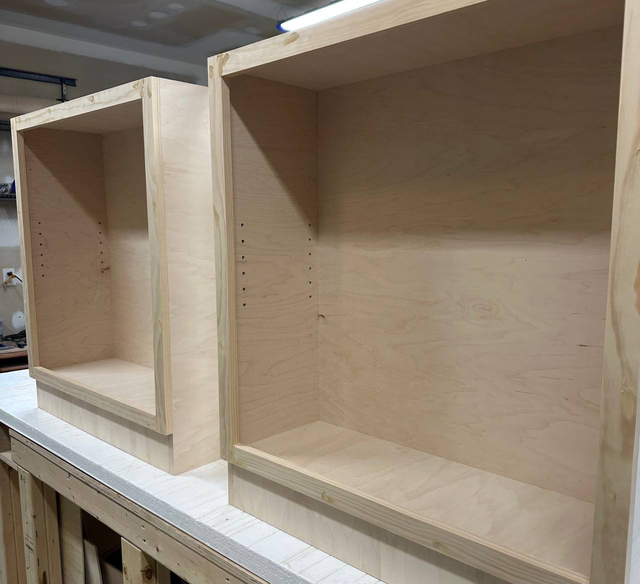 Custom cabinet boxes being built in the NC Craft Home workshop