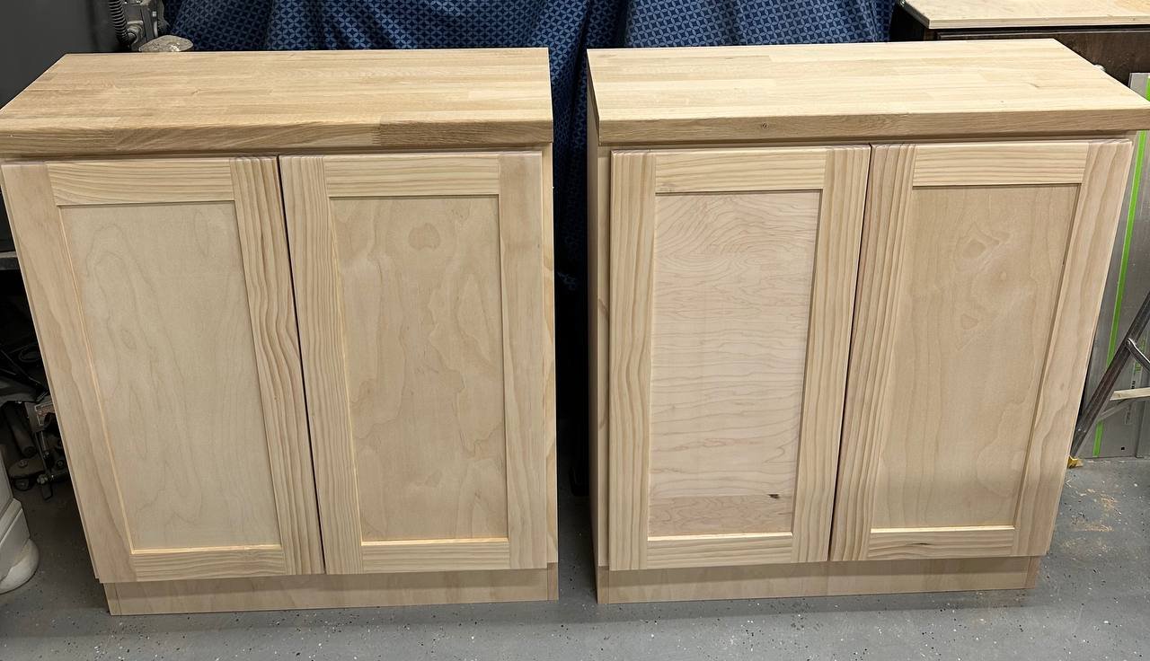 Custom wood cabinets before finishing and installation