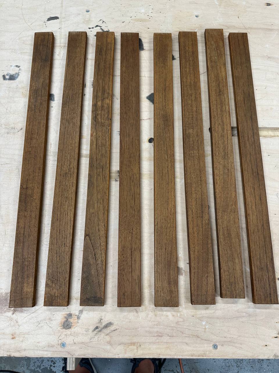 Removed teak chair slats before cleaning